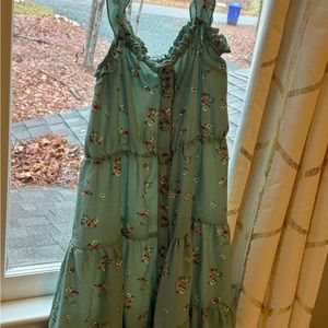 Purple Snow, Green, Floral, Women’s Medium, Sleevless Dress